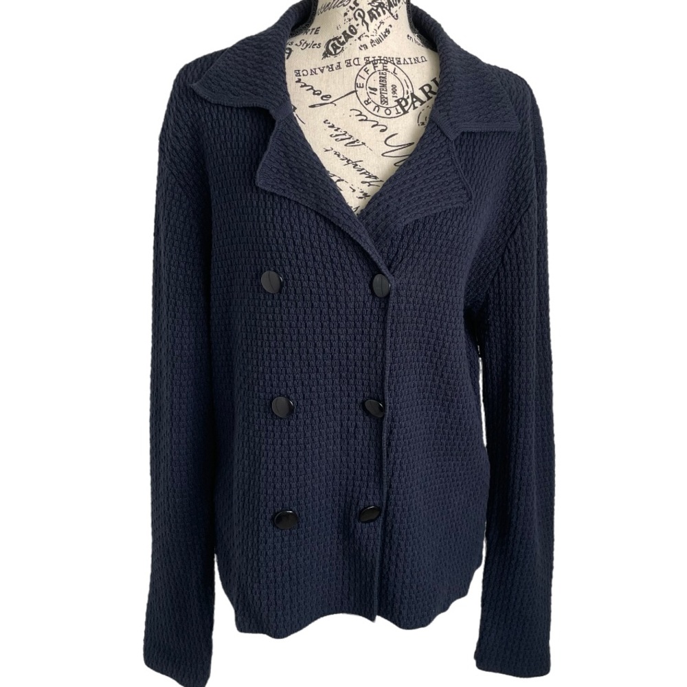 Talbots Knit Collared Double-Breasted Button Fron… - image 1